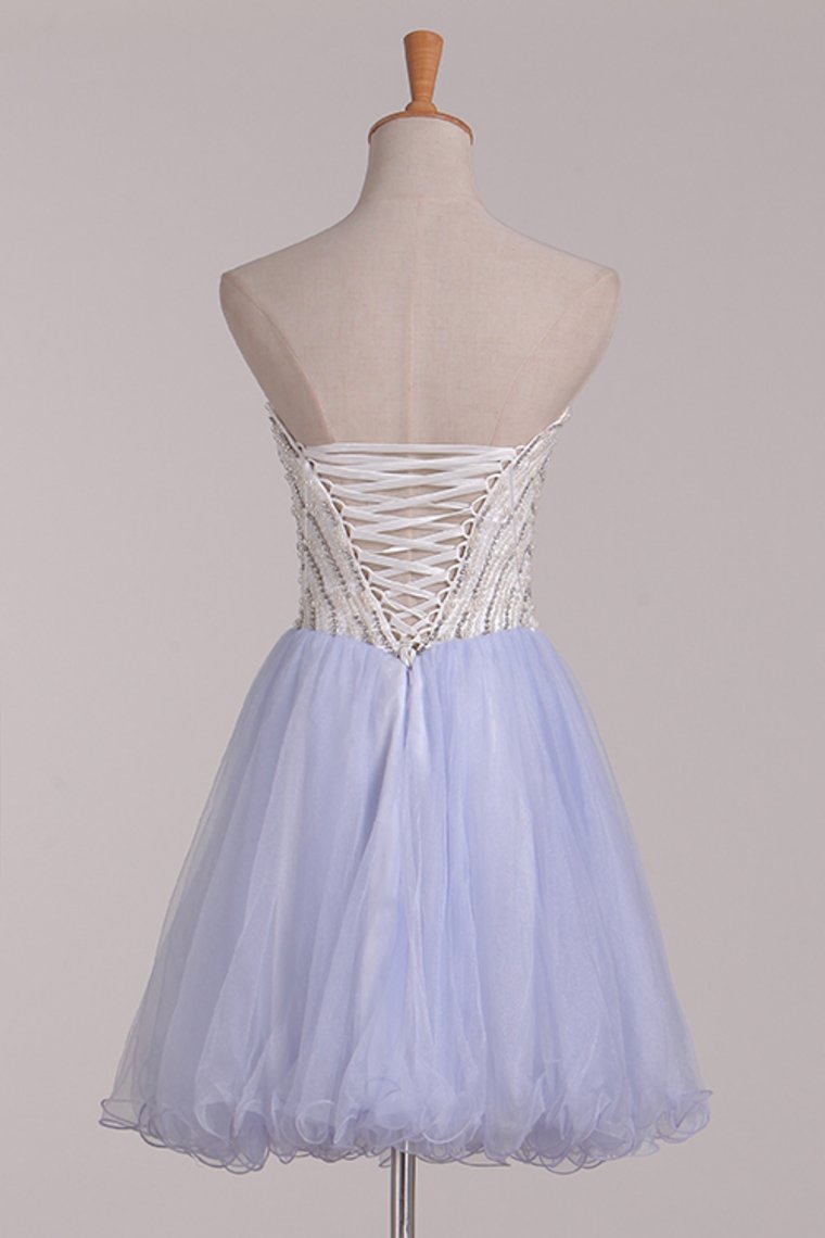 Sweetheart Beaded Bodice Homecoming Dresses A Line Tulle Short/Mini Rjerdress