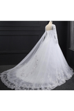 Sweetheart Bridal Dresses A Line With Beading Rhinestones Tulle Long Sleeves Chapel Train Rjerdress
