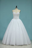 Sweetheart Bridal Dresses Ball Gown Tulle White Zipper Back Floor-Length