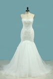 Sweetheart Bridal Dresses Mermaid Organza With Applique And Beads