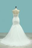 Sweetheart Bridal Dresses Mermaid Organza With Applique And Beads Rjerdress