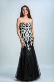 Sweetheart Formal Dresses Mermaid Tulle Floor Length With Applique