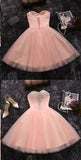 Sweetheart Homecoming Dresses A Line Tulle With Beads Above Knee Length Rjerdress