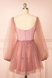 Sweetheart Homecoming Dresses A Line Tulle With Long Sleeves Rjerdress