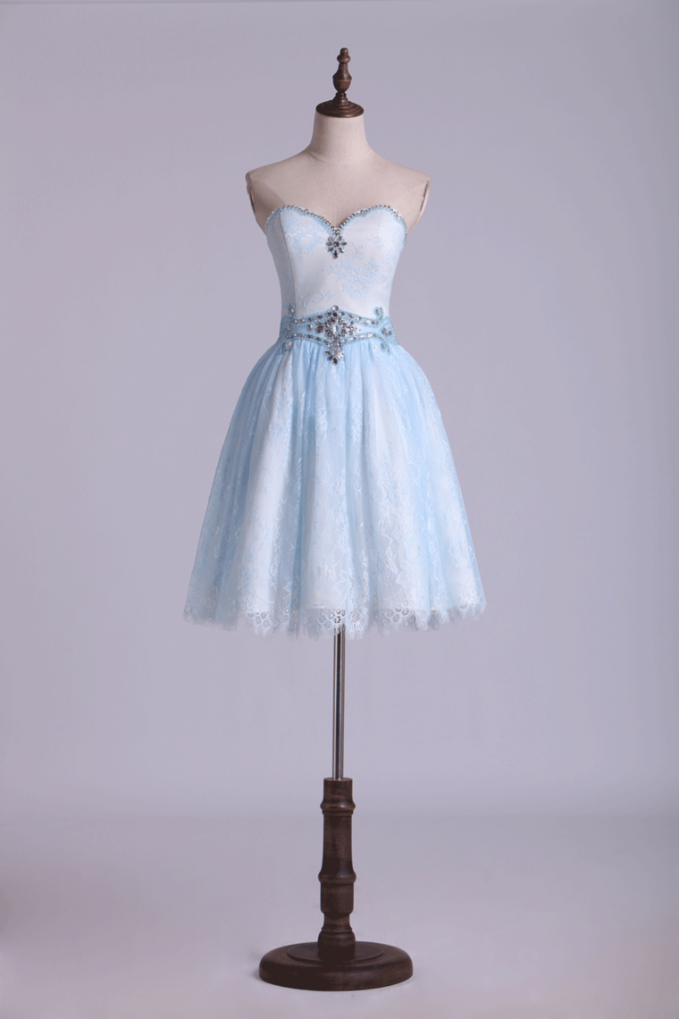 Sweetheart Lace Hoco Dress Short/Mini With Beading Rjerdress