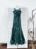 Sweetheart Mermaid Green Long Prom Dresses Strapless Sleeveless Evening Dresses RJS471 Rjerdress