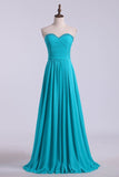 Sweetheart Neckline With Beads Pleated Bodice Floor Length Flowing Chiffon Party Dress Rjerdress