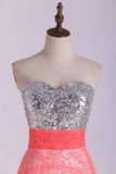 Sweetheart Party Dress Beaded Bodice Twist Back Straps With Lace Skirt Rjerdress