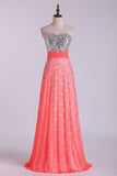Sweetheart Party Dress Beaded Bodice Twist Back Straps With Lace Skirt Rjerdress