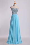 Sweetheart Party Dresses A-Line Chiffon Floor Length With Beading/Sequins Rjerdress