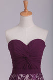 Sweetheart Party Dresses Mermaid/Trumpet Pleated Bodice Lace Grape Floor Length