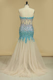 Sweetheart Plus Size Party Dresses Mermaid With Beading Tulle Rjerdress