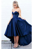 Sweetheart Prom Dresses A Line Satin With Ruffles Asymmetrical Rjerdress