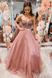 Sweetheart Prom Dresses A Line With Beading Sweep Train