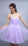 Sweetheart Ruched Bodice A Line Tulle Short/Mini Bridesmaid Dresses Rjerdress