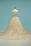 Sweetheart Ruched Bodice Bridal Dresses A Line With Applique Court Train Rjerdress