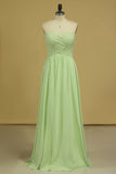 Sweetheart  Ruched Bodice Bridesmaid Dress A Line Floor Length Chiffon Rjerdress
