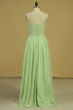 Sweetheart  Ruched Bodice Bridesmaid Dress A Line Floor Length Chiffon Rjerdress