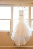 Sweetheart Ruched Bodice Wedding Dresses Mermaid Organza With Beading Court Train Rjerdress