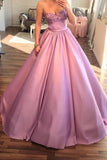 Sweetheart Satin A Line With Beads Prom Dresses Rjerdress