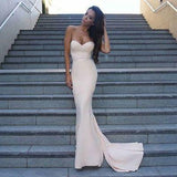 Sweetheart Strapless Prom Dresses Simple Long Mermaid Satin Evening Gowns RJS116 Rjerdress