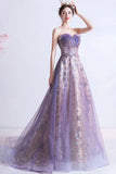 Sweetheart Tulle & Appliques Prom Dresses A Line Lace Up Floor Length Rjerdress