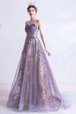 Sweetheart Tulle & Appliques Prom Dresses A Line Lace Up Floor Length Rjerdress