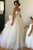 Sweetheart Wedding Dresses A Line Tulle With Applique Sweep Train Rjerdress