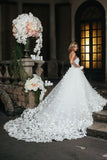 Sweetheart Wedding Dresses A Line Tulle With Handmade Flower Rjerdress