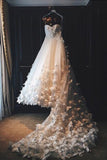 Sweetheart Wedding Dresses A Line Tulle With Handmade Flower Rjerdress
