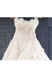 Sweetheart Wedding Dresses A Line Tulle With Ruffles And Handmade Flowers Rjerdress
