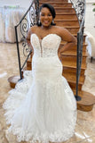 Sweetheart Wedding Dresses Tulle Mermaid With Applique Rjerdress