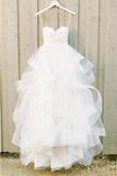 Sweetheart White Layers Long Ball Gown Spaghetti Strap Tulle Floor-length Wedding Dress Rjerdress