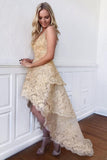 Tiered High-Low Appliques Homecoming Dress V Neck Rjerdress