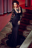 Trendy Series Long Lace Black Cocktail Prom Evening Dress RJS798