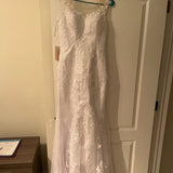 Trumpet/Mermaid Tulle Applique Off-The-Shoulder Sleeveless Sweep/Brush Train Wedding Dresses Rjerdress
