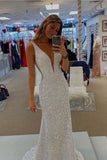 Trumpet/Mermaid V-Neck Sleeveless Floor-Length Sequins Prom Dresses Rjerdress