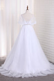 Tulle A Line Sweetheart Beaded Bodice Bridal Dresses Court Train Rjerdress