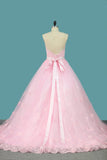 Tulle A Line Sweetheart Bridal Dresses With Applique And Sash Court Train Rjerdress