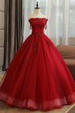 Tulle Ball Gown Sweetheart Prom Gowns With Rhinestones Quinceanera Dresses RJS89