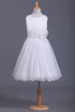 Tulle Bateau A Line With Ruffles And Handmade Flower Flower Girl Dresses Rjerdress