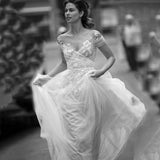 Tulle Elegant Illusion Wedding Dresses A Line With Appliques