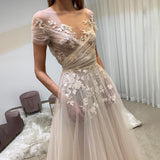 Tulle Elegant Illusion Wedding Dresses A Line With Appliques Rjerdress