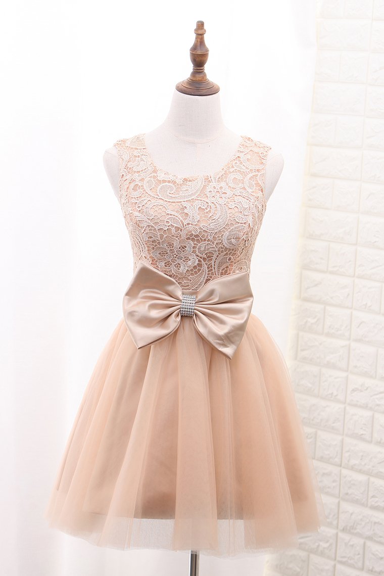 Tulle & Lace Hoco Dresses Scoop A Line With Sash Rjerdress