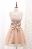 Tulle & Lace Hoco Dresses Scoop A Line With Sash