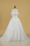 Tulle Off The Shoulder A Line Bridal Dresses With Applique Sweep Train