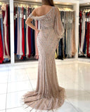 Tulle One Shoulder Scoop Open Back Mermaid With Crystal Sweep Train Prom Dresses Rjerdress