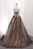Tulle Party Dresses A Line Sweetheart With Applique Sweep Train Rjerdress