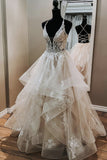 Tulle Prom Dresses Straps A Line Floor Length With Applique