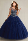 Tulle Quinceanera Dresses A Line Scoop With Beading Floor Length Open Back Rjerdress
